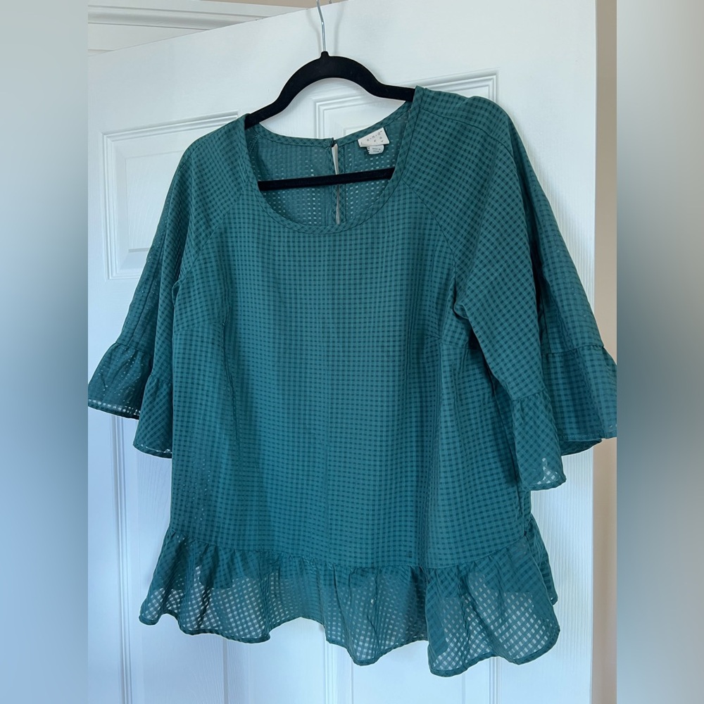 A.n.d Ea Way Peplum Ruffle Mesh Top
